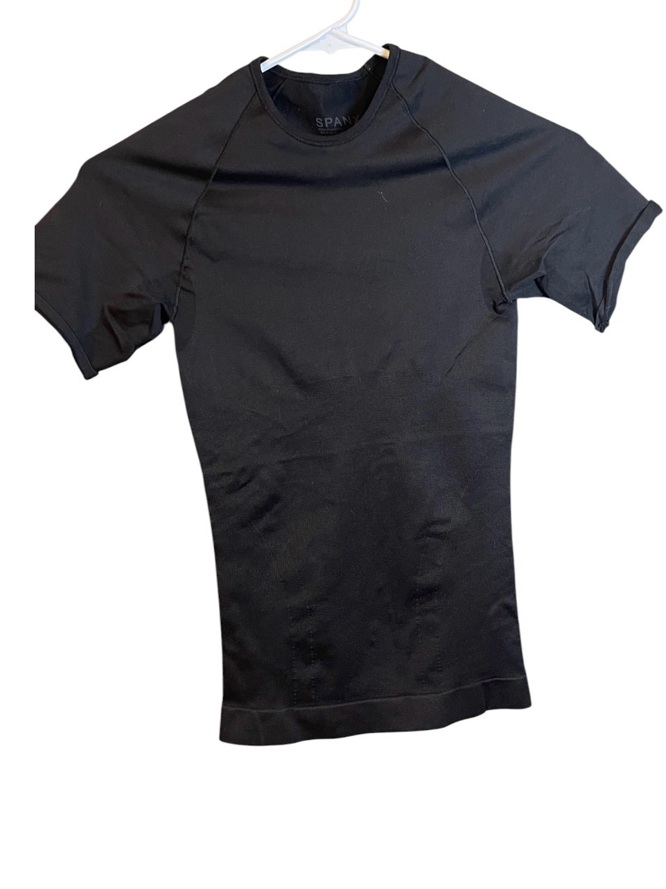 Spanx Black Short Sleeve Zoneo Crewneck Top